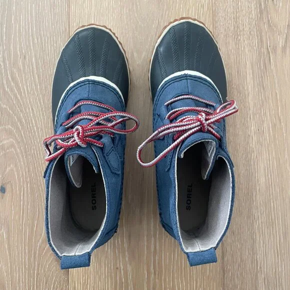 Sorel Boots Women 7 Shoes Out ‘N About Duck Waterproof Navy Blue Dark Mountain - Picture 12 of 13